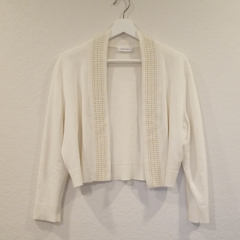 Calvin Klein Women One Size White Long Sleeves Top